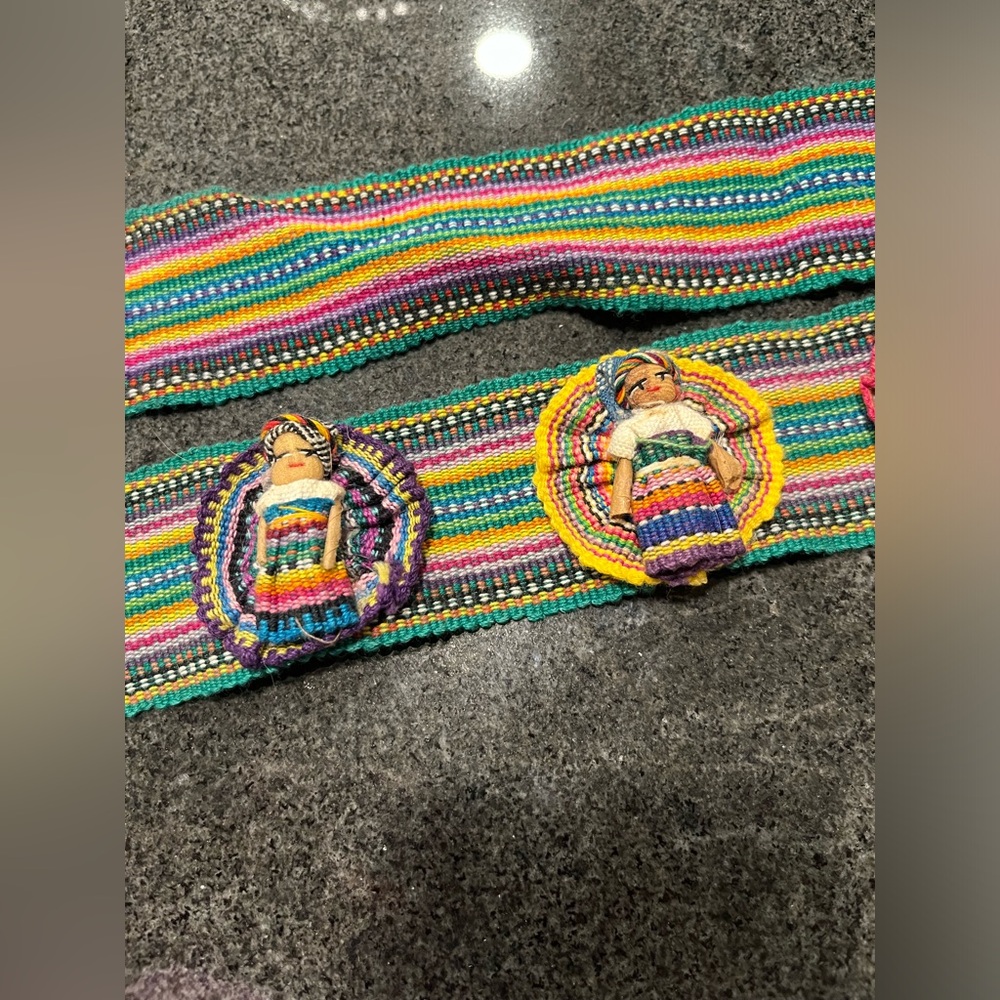 Vintage Traditional Striped Belt Strap Textile Mayan Guatemala Worry Dolls - Picture 8 of 12